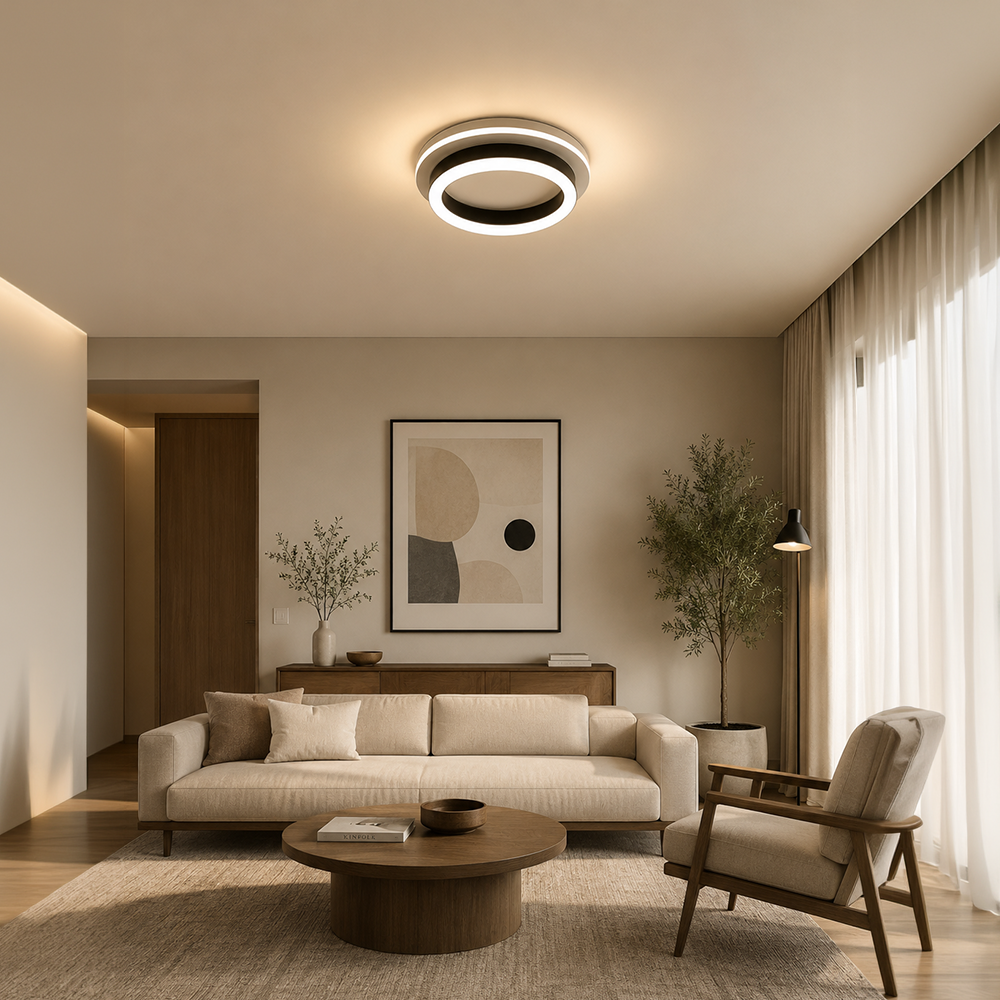 Lustra LED MODERNA 25W, Diametru 20cm, Rotunda, lumina Rece/Calda/Neutra, Negru, imaginea 5