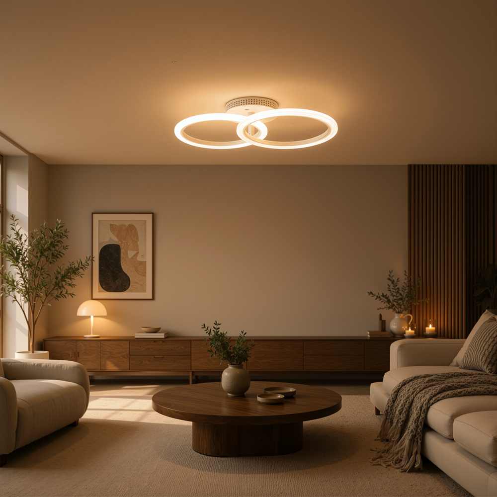 Lustra LED cu telecomanda BETTY 27W, 2 Cercuri, lumina Rece/Calda/Neutra, Dimabila, Alb, imaginea 9