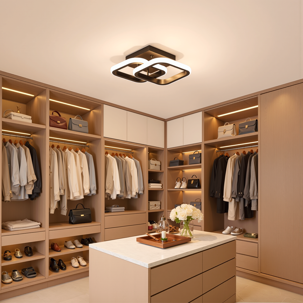 Lustra LED VERTEX Matrix Romburi Suprapuse, Rame Metalice, 48W, 2 Romburi, Lumina Rece/Calda/Neutra 3000K/4000K/6000K, Negru, Metal si Silicon, imaginea 4
