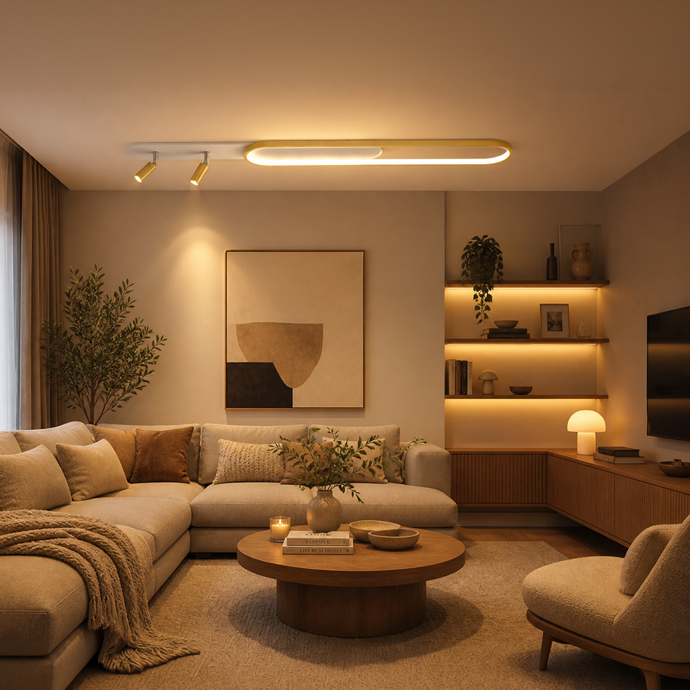 Lustra LED Reglabil FISSO Camilla, 66W, lumina Rece/Calda/Neutra, Auriu Lucios, imaginea 6