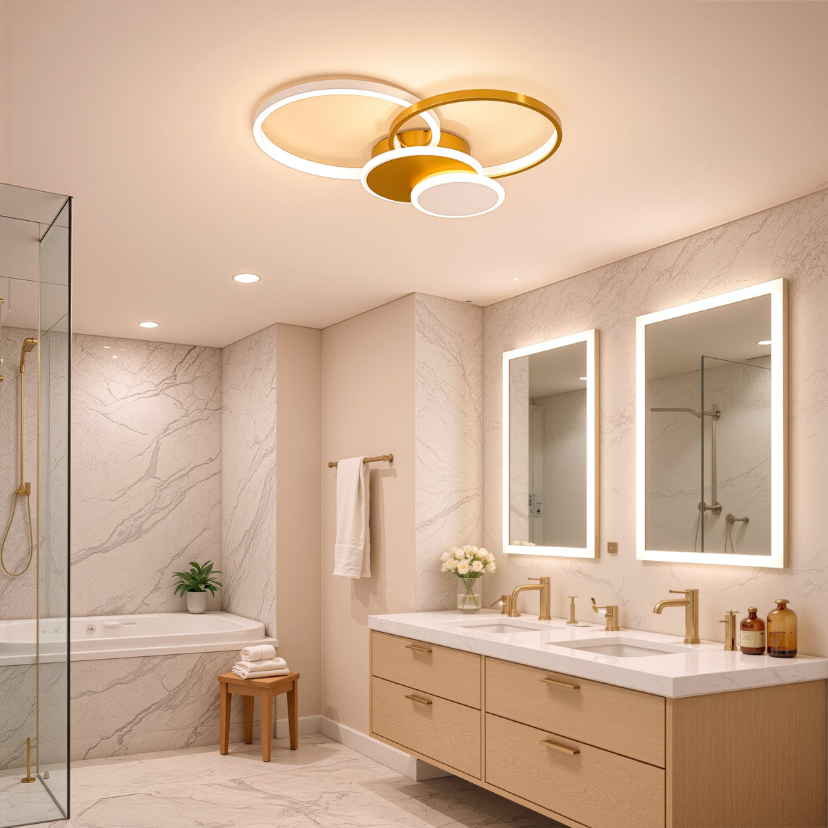 Lustra LED cu telecomanda KILLIAN 80W, 4 Cercuri, lumina Rece/Calda/Neutra, Dimabila, Auriu, imaginea 12
