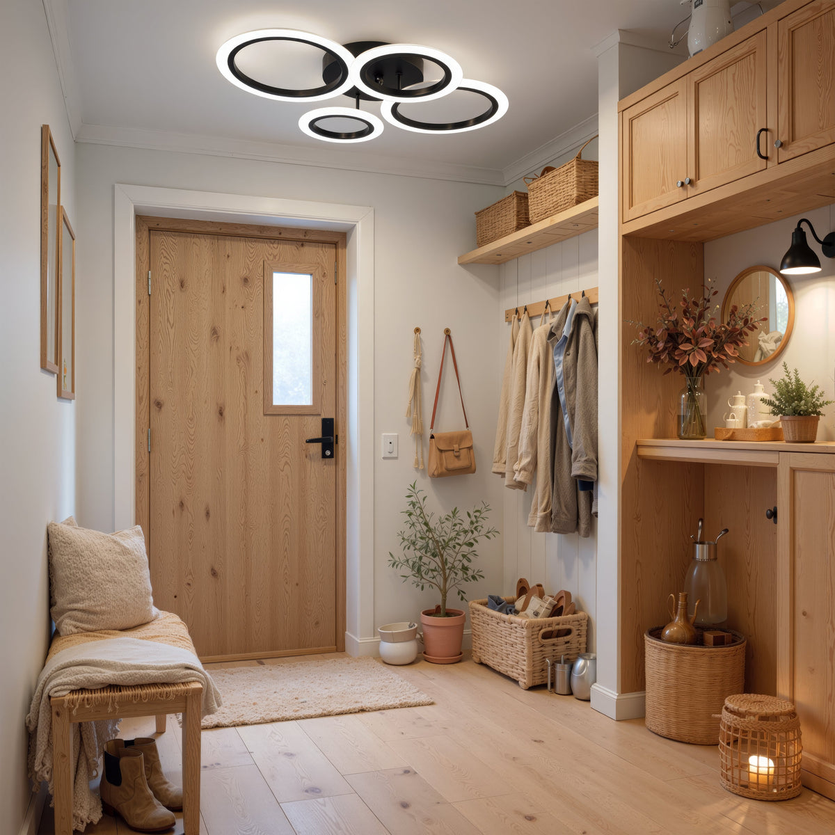 Lustra LED cu telecomanda BETTY 43W, 4 Cercuri, lumina Rece/Calda/Neutra, Dimabila, Negru, imaginea 12