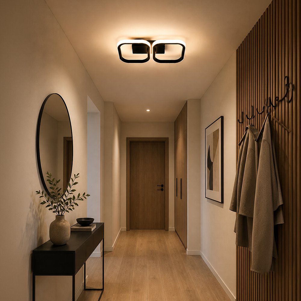 Lustra LED VERTEX 21W, 2 Patrate, Liniara, lumina Rece/Calda/Neutra, Neagra, imaginea 7