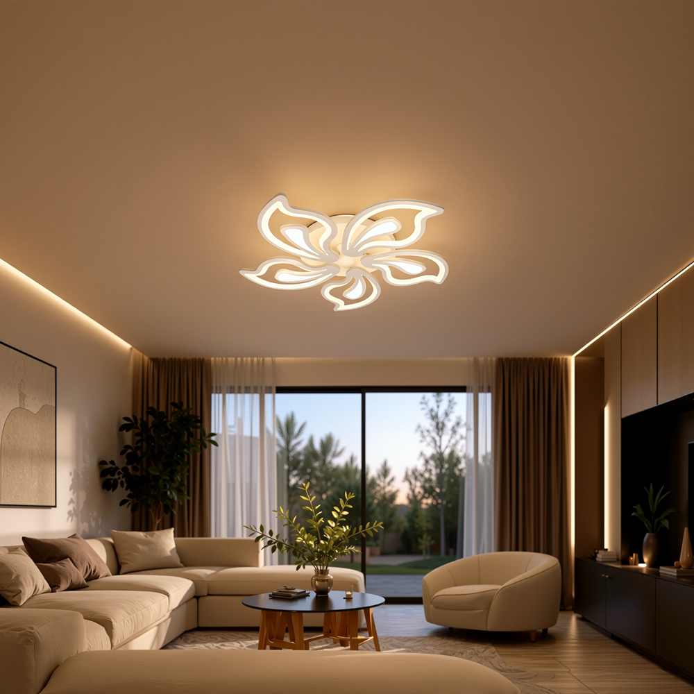 Lustra LED cu telecomanda GLORIOSA 95W, 5 Petale, lumina Rece/Calda/Neutra, Dimabila, Alb, imaginea 10
