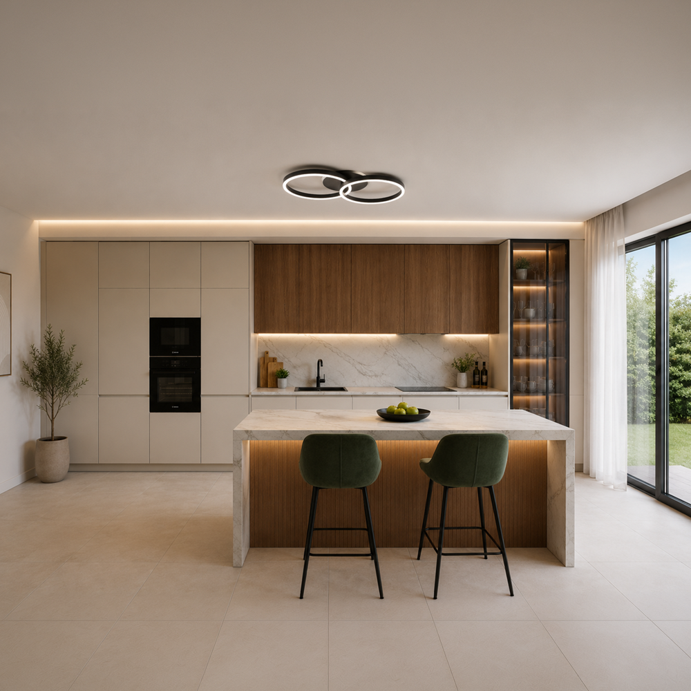 Lustra LED cu telecomanda RIGA LILITH 34W, 2 Cercuri, lumina Rece/Calda/Neutra, Dimabila, Negru, imaginea 9