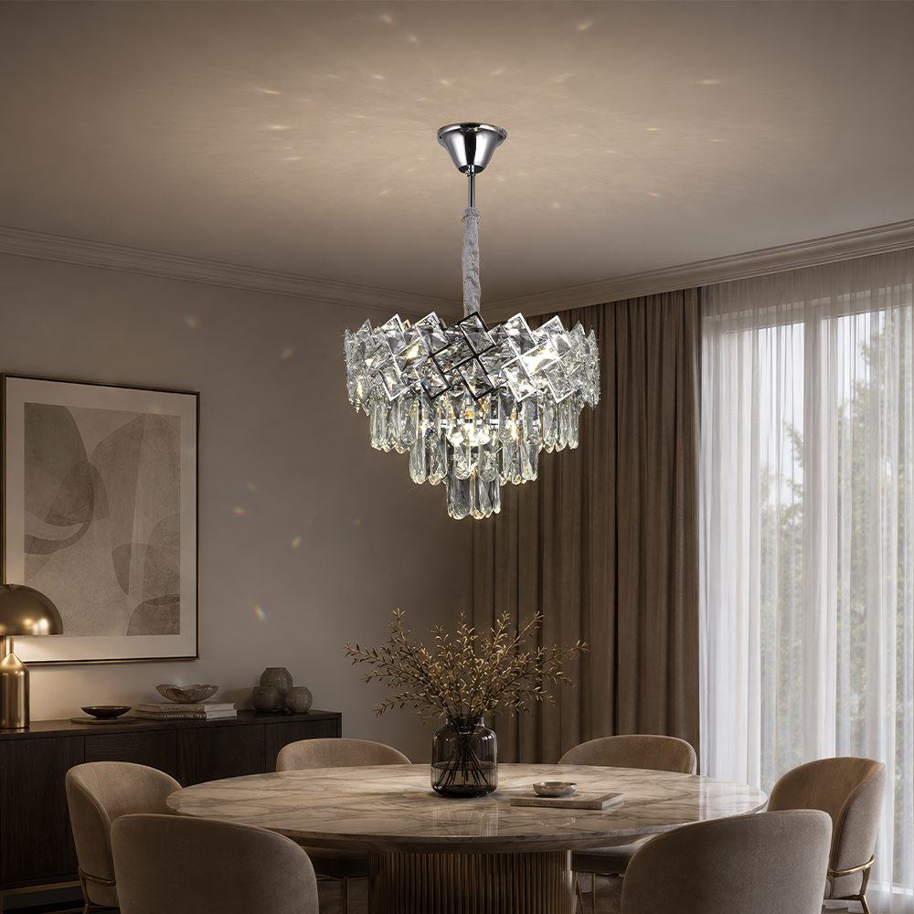 Candelabru Cristal WINDSOR Nobile 5xE14, Diametru 39cm, Crom Lucios, Inaltime Reglabila, imaginea 5