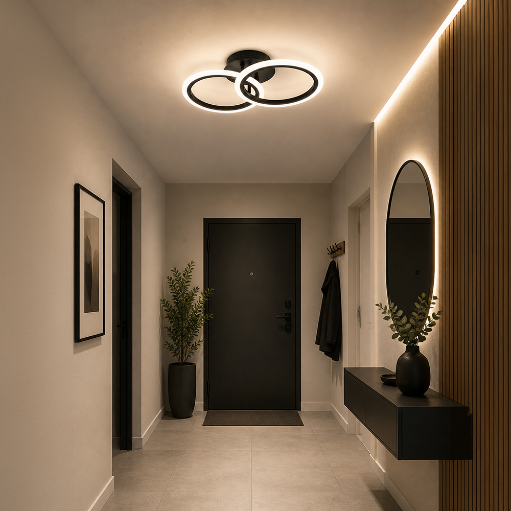 Lustra LED cu telecomanda BETTY 27W, 2 Cercuri, lumina Rece/Calda/Neutra, Dimabila, Negru, imaginea 10