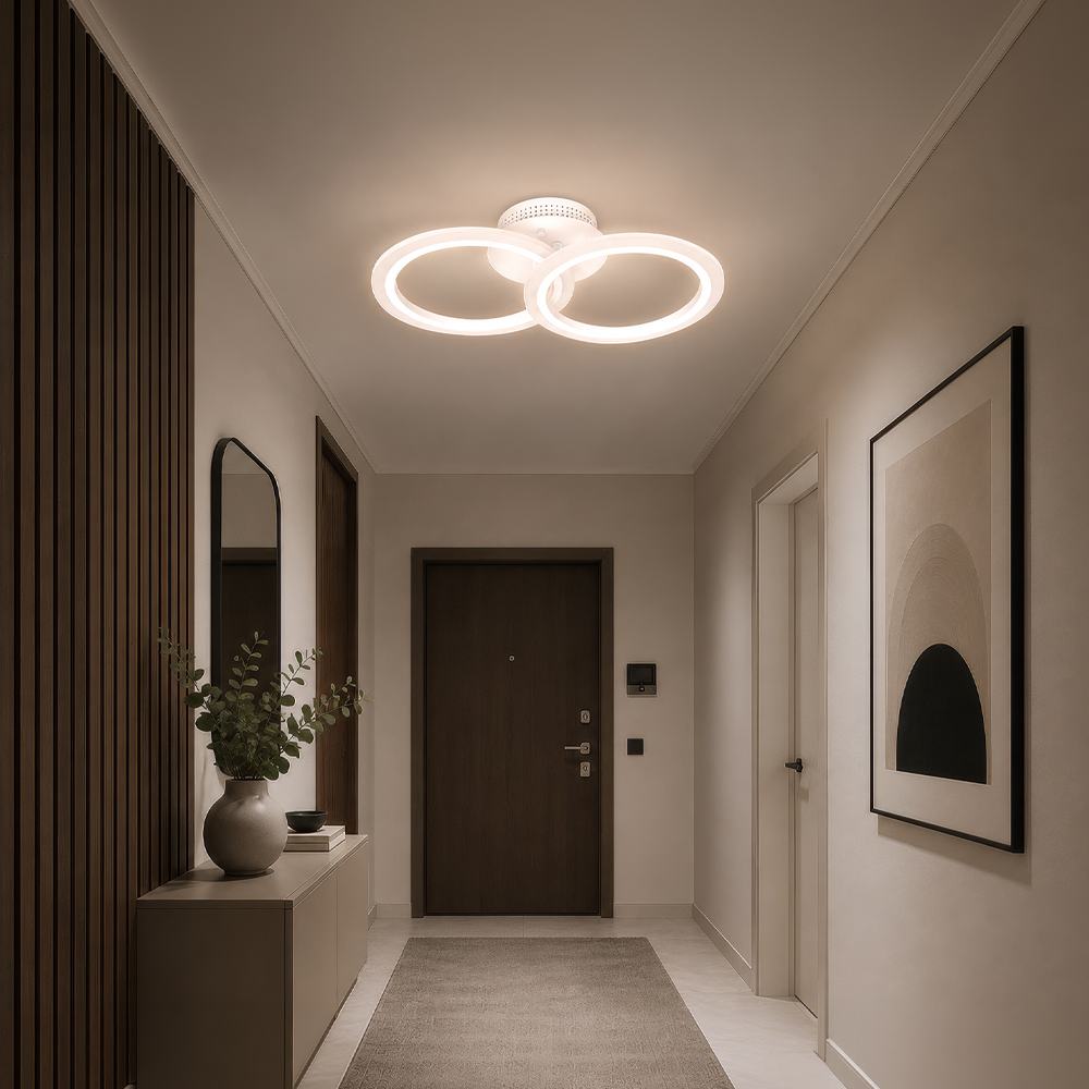 Lustra LED cu telecomanda BETTY 27W, 2 Cercuri, lumina Rece/Calda/Neutra, Dimabila, Alb, imaginea 10