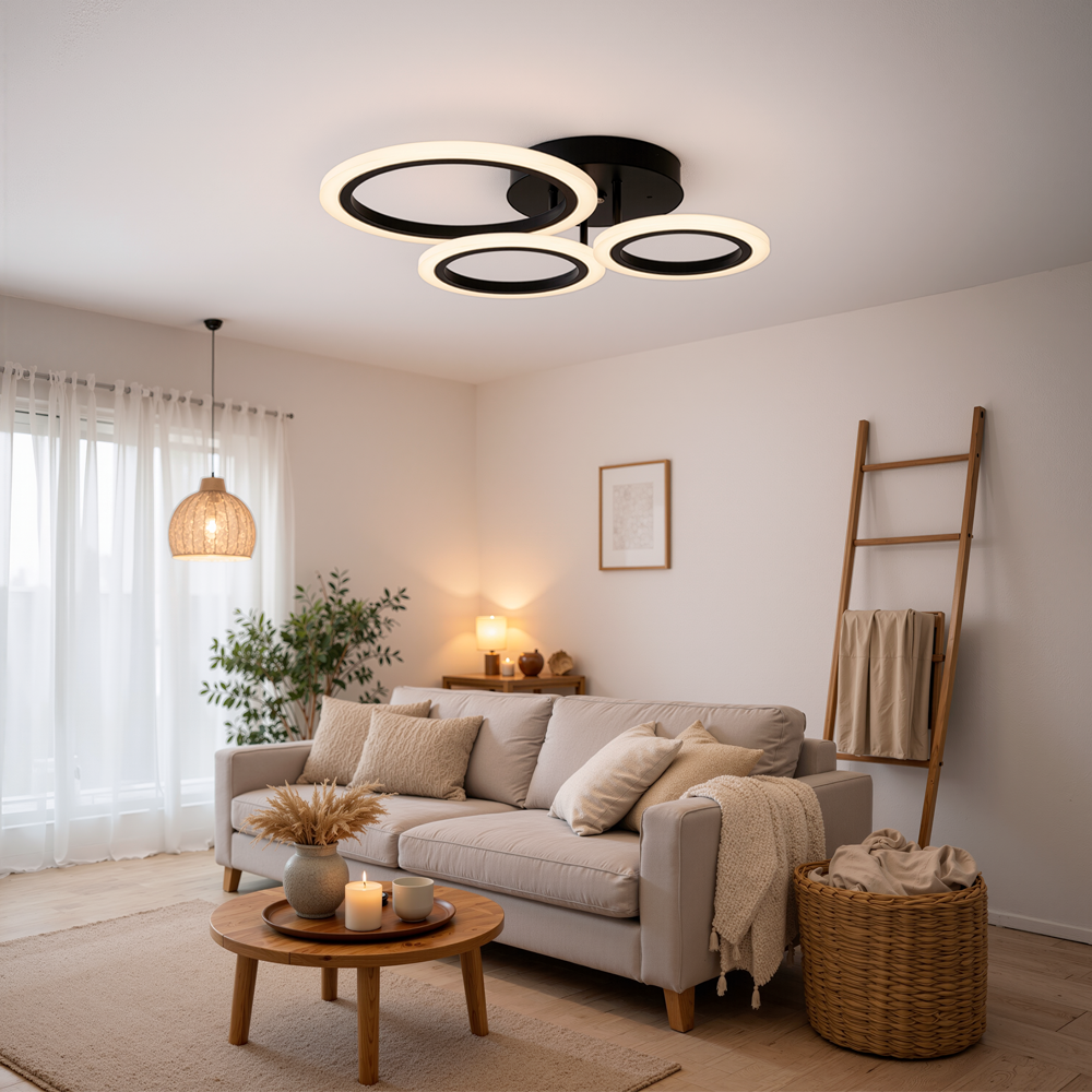 Lustra LED cu telecomanda BETTY 40W, 3 Cercuri, lumina Rece/Calda/Neutra, Dimabila, Negru, imaginea 10