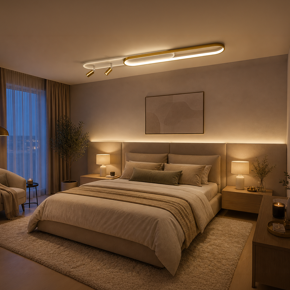 Lustra LED Reglabil FISSO Camilla, 66W, lumina Rece/Calda/Neutra, Auriu Lucios, imaginea 7