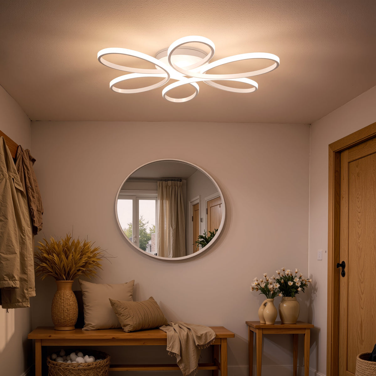 Lustra LED cu telecomanda ELIZA, 63W, lumina Rece/Calda/Neutra, Dimabila, Alb, imaginea 8