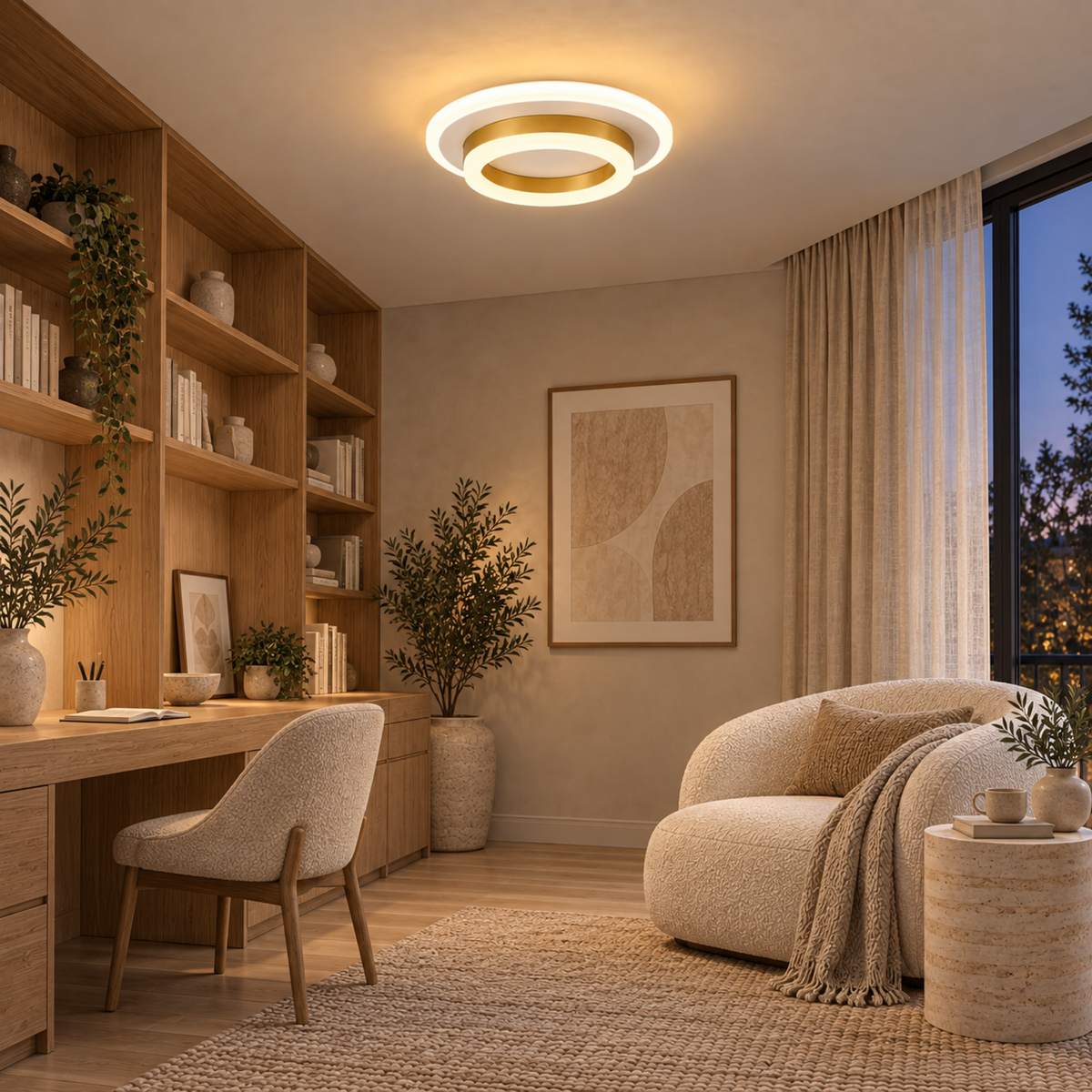 Lustra LED SOLENA ROTONDA 21W, Diametru 20cm, lumina Rece/Calda/Neutra, Alb Auriu, imaginea 12