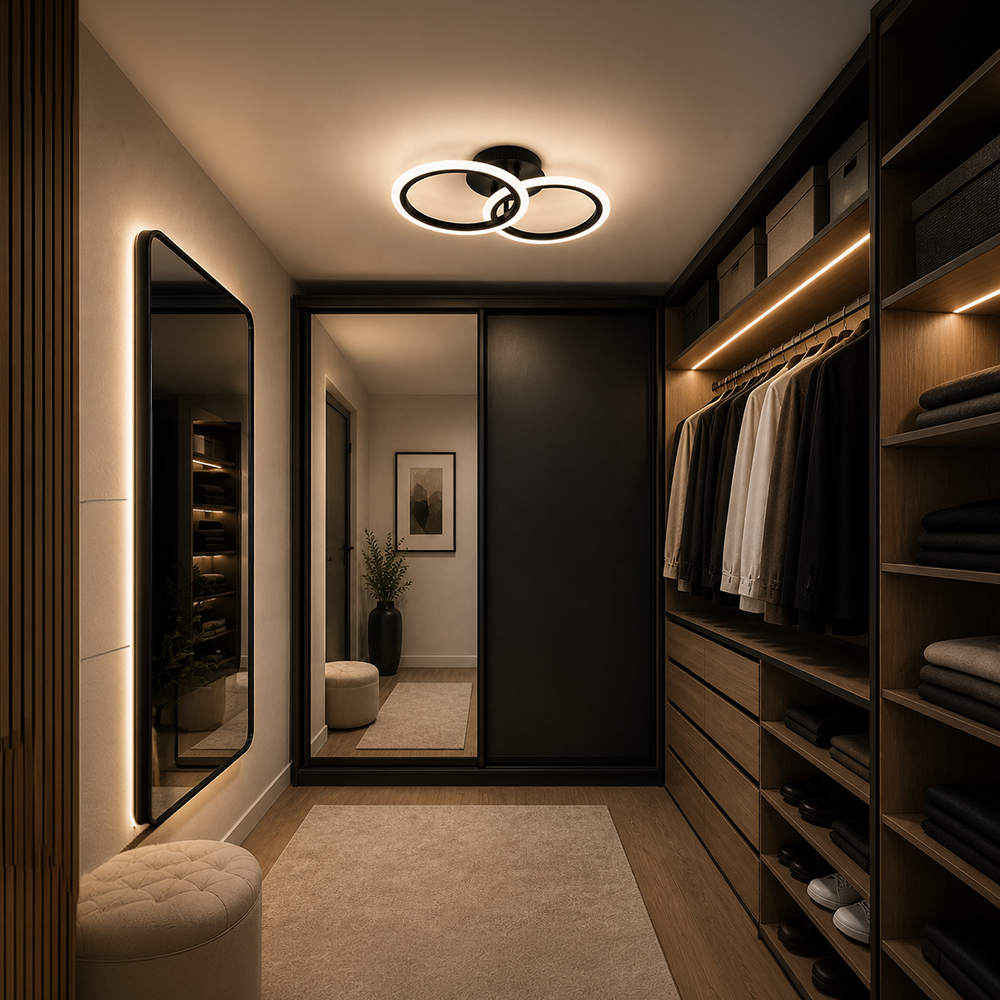 Lustra LED cu telecomanda BETTY 27W, 2 Cercuri, lumina Rece/Calda/Neutra, Dimabila, Negru, imaginea 11