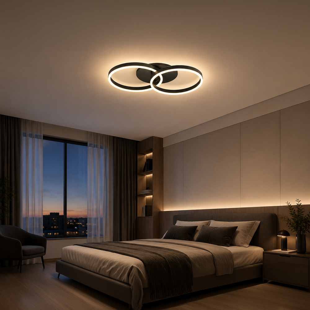 Lustra LED cu telecomanda RIGA LILITH 34W, 2 Cercuri, lumina Rece/Calda/Neutra, Dimabila, Negru, imaginea 10