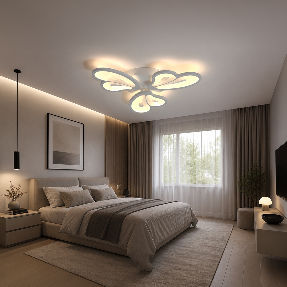 Lustra LED cu telecomanda BLOSSOM 40W, 3 Petale, lumina Rece/Calda/Neutra, Dimabila, Alb, imaginea 9