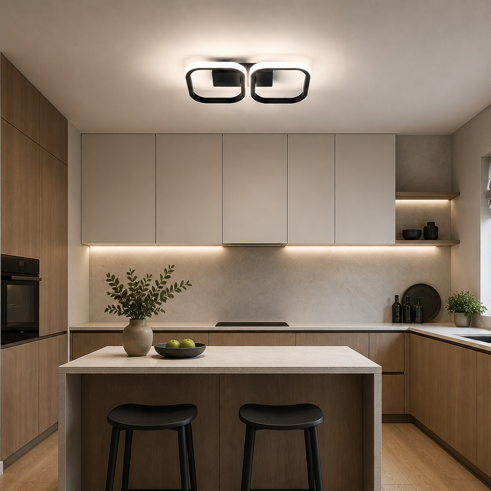Lustra LED VERTEX 21W, 2 Patrate, Liniara, lumina Rece/Calda/Neutra, Neagra, imaginea 8