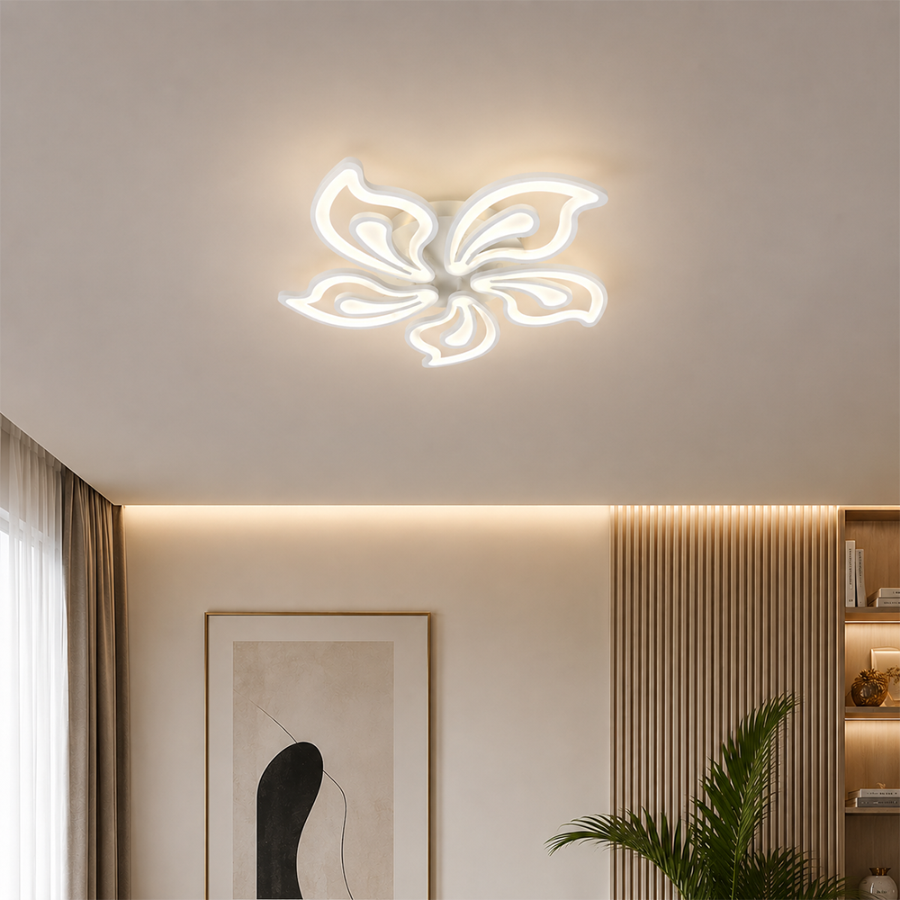 Lustra LED cu telecomanda LILY 86W, 5 Elemente, lumina Rece/Calda/Neutra, Dimabila, Alb, imaginea 11