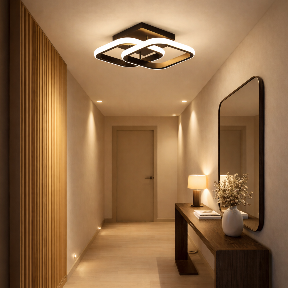 Lustra LED VERTEX Matrix Romburi Suprapuse, Rame Metalice, 48W, 2 Romburi, Lumina Rece/Calda/Neutra 3000K/4000K/6000K, Negru, Metal si Silicon, imaginea 7