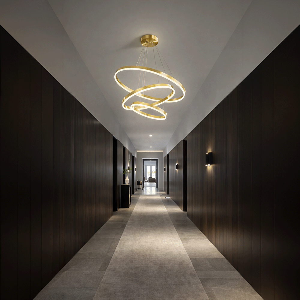 Lustra LED suspendata cu telecomanda ELIZABETH, 85W, 3 Cercuri, lumina Rece/Calda/Neutra, Dimabila, Auriu Lucios, Inaltime Reglabila, imaginea 12