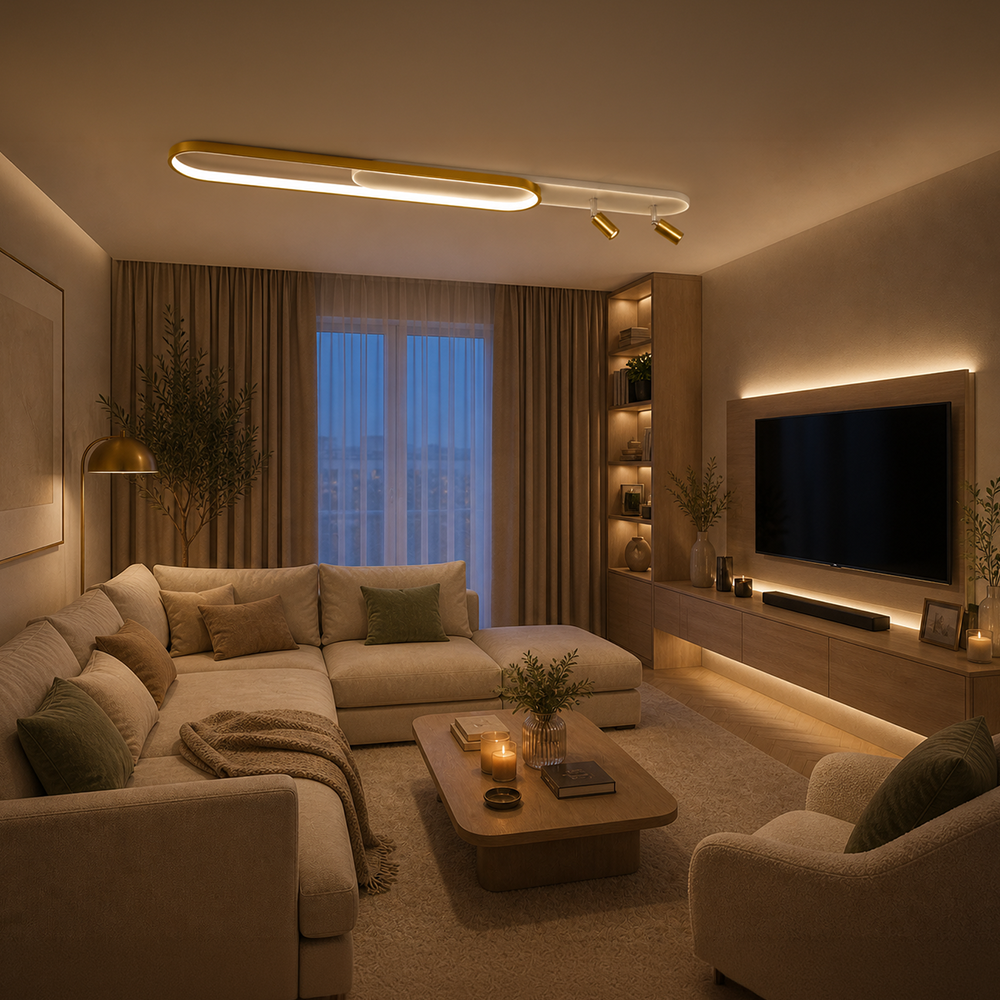Lustra LED Reglabil FISSO Camilla, 66W, lumina Rece/Calda/Neutra, Auriu Lucios, imaginea 8