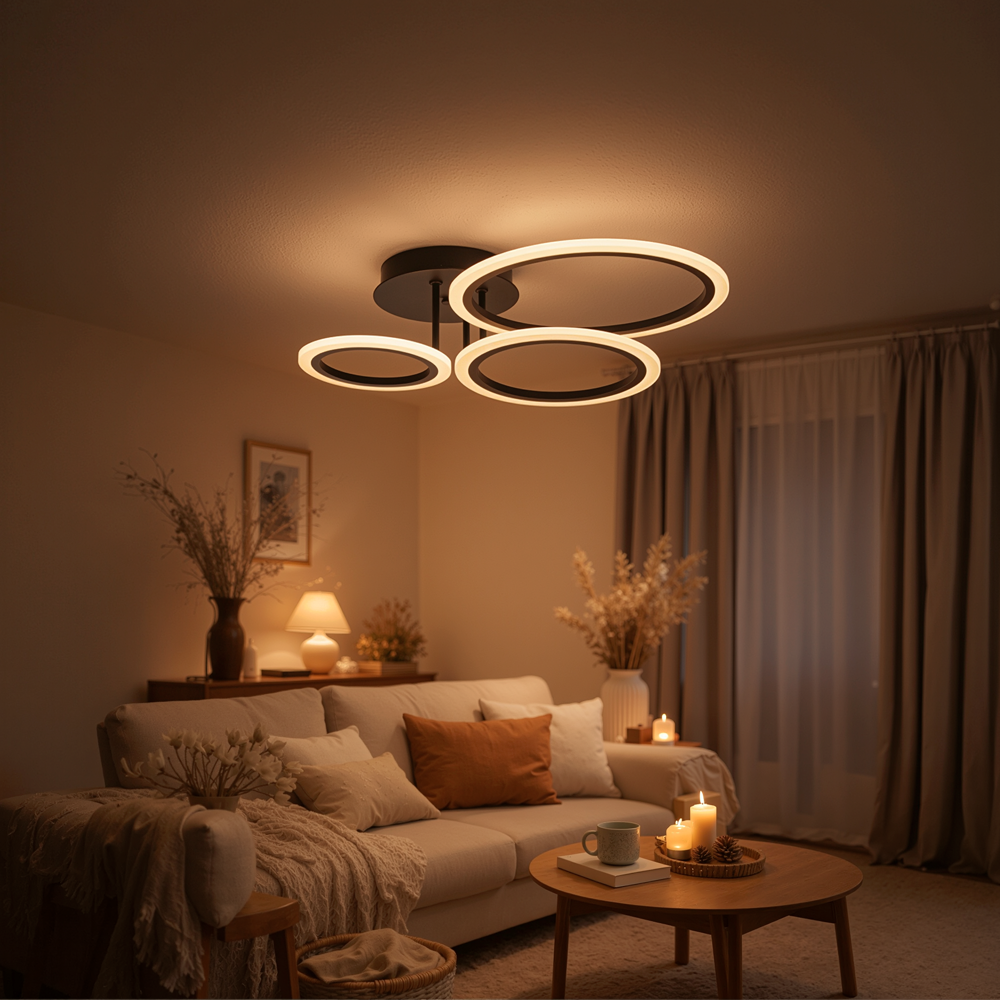 Lustra LED cu telecomanda BETTY 40W, 3 Cercuri, lumina Rece/Calda/Neutra, Dimabila, Negru, imaginea 11