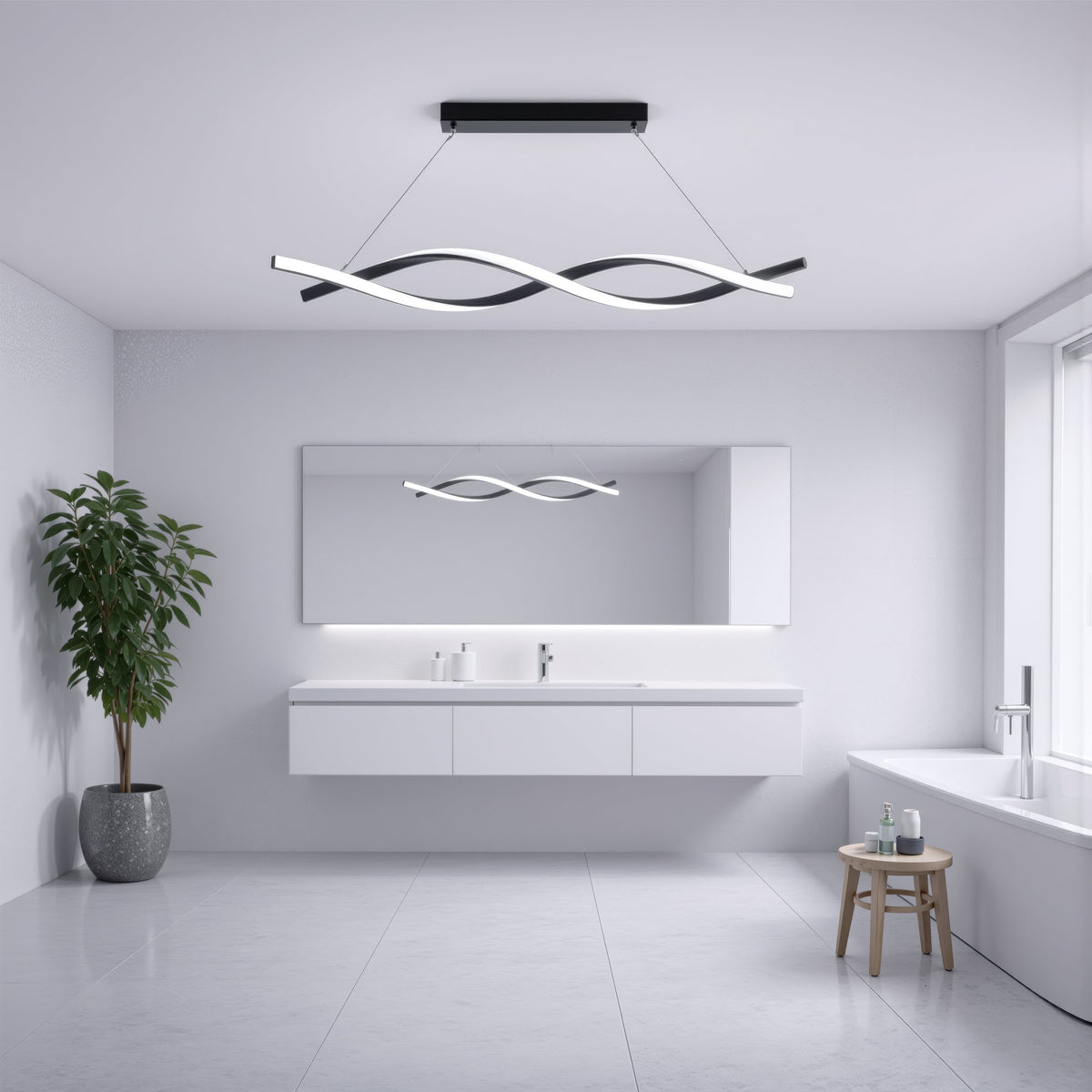 Lustra LED Suspendata cu Telecomanda, FLUX, 27W, 97cm, Lumina Rece/Calda/Neutra 3000K/4000K/6000K, Dimabila, Negru, Inaltime Reglabila, imaginea 12