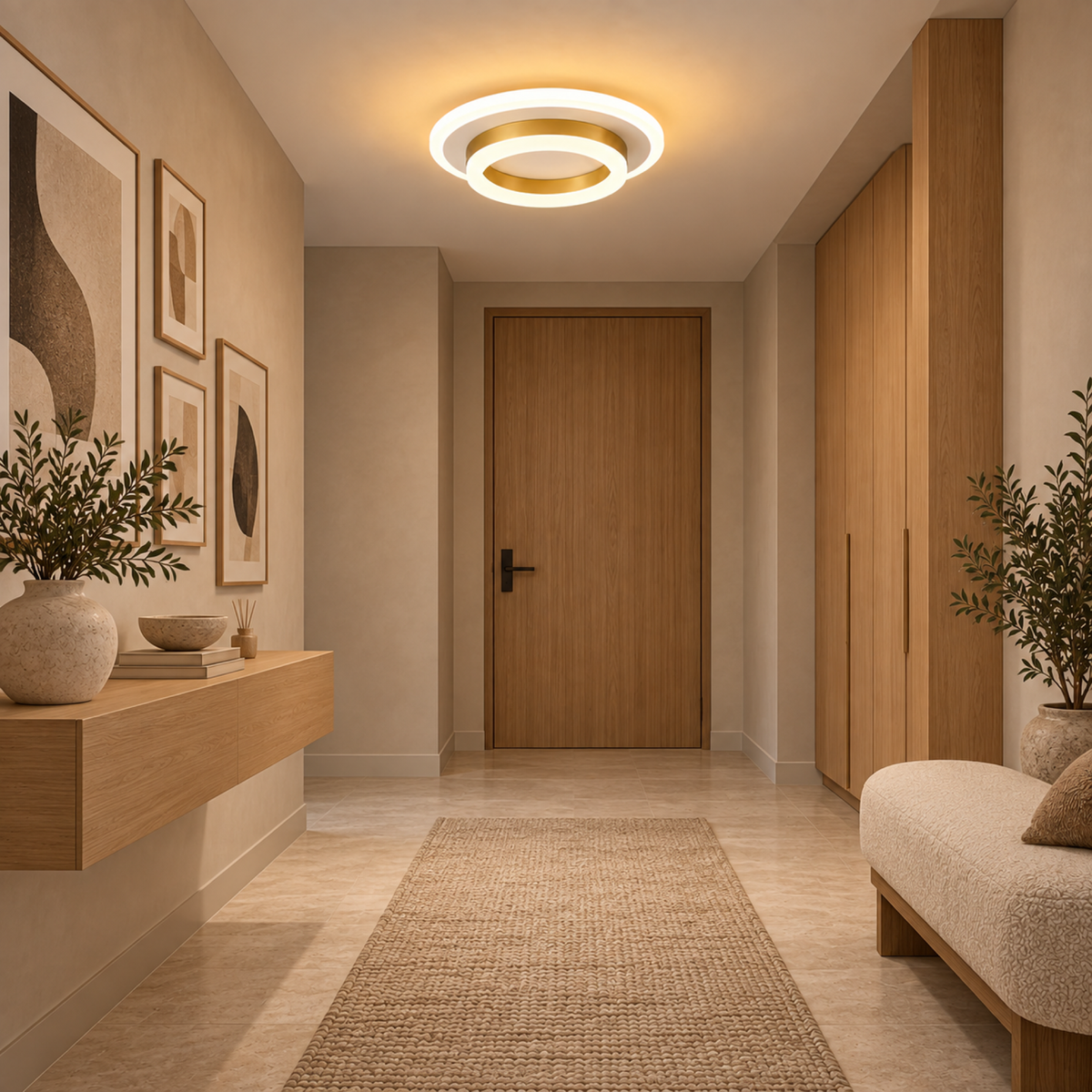 Lustra LED SOLENA ROTONDA 21W, Diametru 20cm, lumina Rece/Calda/Neutra, Alb Auriu, imaginea 13