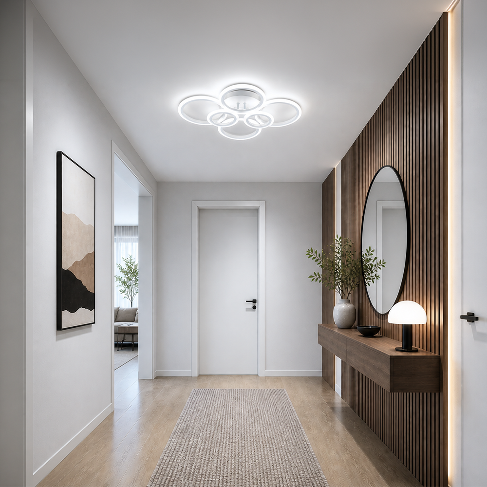 Lustra LED cu telecomanda BETTY 82W, 6 Cercuri, lumina Rece/Calda/Neutra, Dimabila, Alb, imaginea 11
