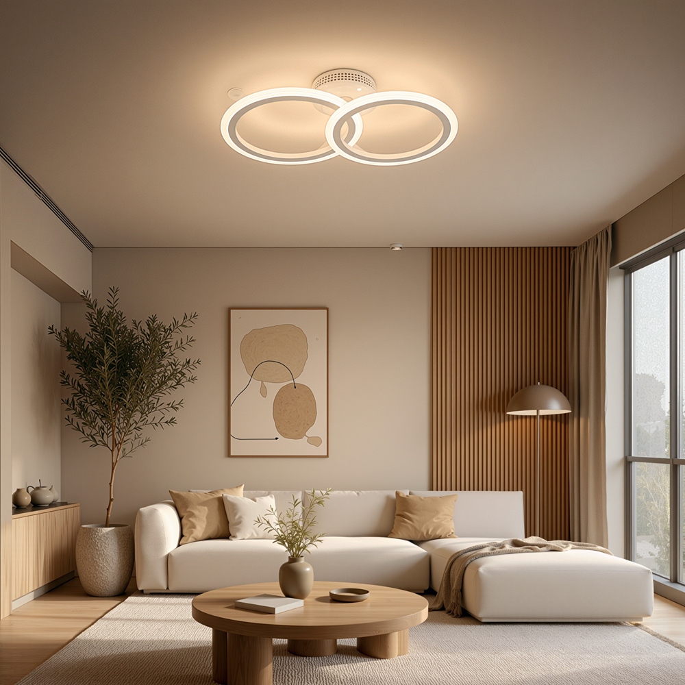 Lustra LED cu telecomanda BETTY 27W, 2 Cercuri, lumina Rece/Calda/Neutra, Dimabila, Alb, imaginea 12