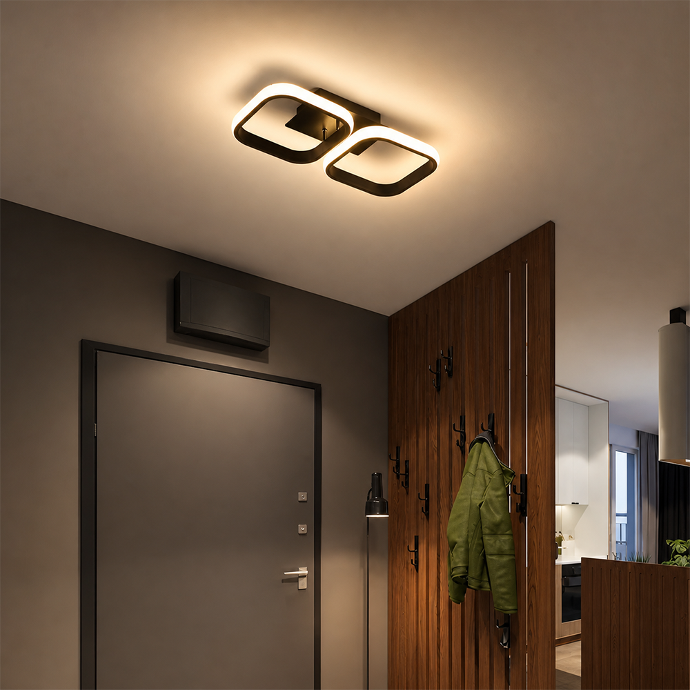 Lustra LED VERTEX 21W, 2 Patrate, Liniara, lumina Rece/Calda/Neutra, Neagra, imaginea 9