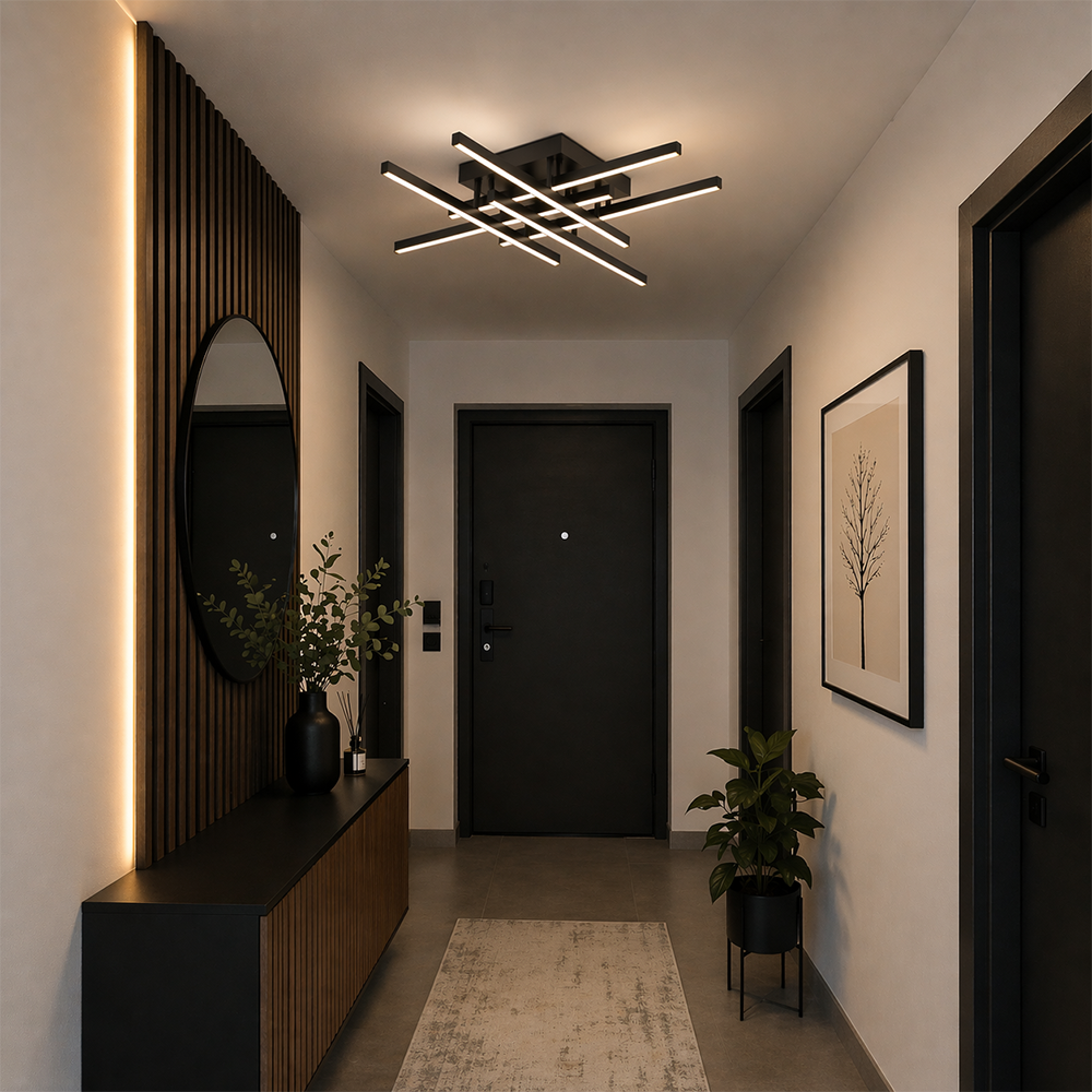 Lustra LED cu Telecomanda LINEX, 81W, 6 Elemente, Liniara, lumina Rece/Calda/Neutra, Dimabila, Negru, imaginea 6