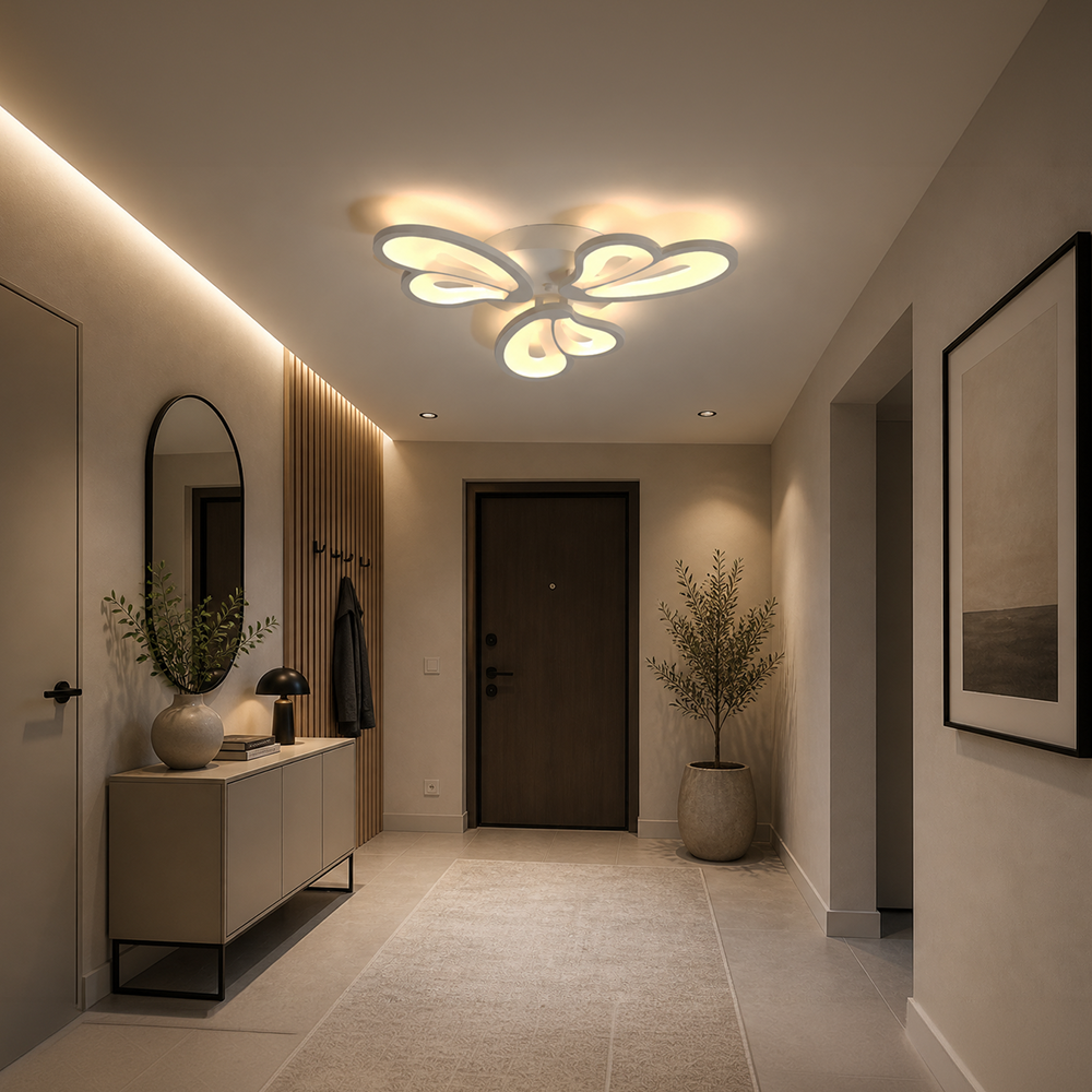 Lustra LED cu telecomanda BLOSSOM 40W, 3 Petale, lumina Rece/Calda/Neutra, Dimabila, Alb, imaginea 10