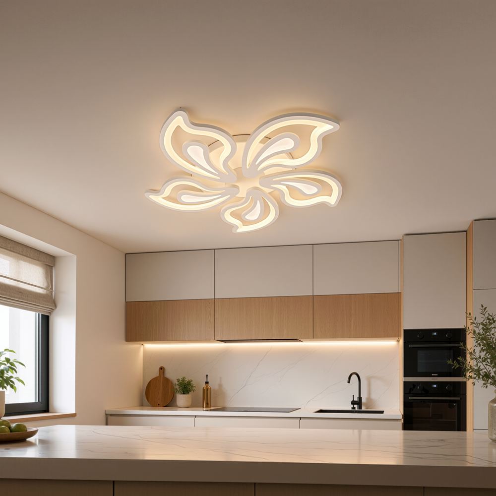 Lustra LED cu telecomanda GLORIOSA 95W, 5 Petale, lumina Rece/Calda/Neutra, Dimabila, Alb, imaginea 13