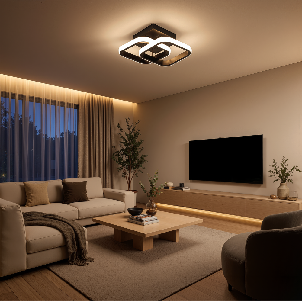 Lustra LED VERTEX Matrix Romburi Suprapuse, Rame Metalice, 48W, 2 Romburi, Lumina Rece/Calda/Neutra 3000K/4000K/6000K, Negru, Metal si Silicon, imaginea 8