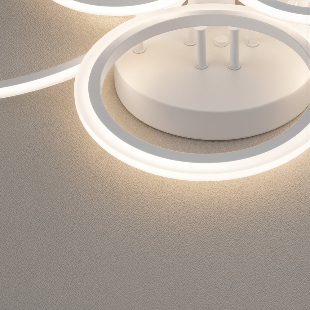 Lustra LED cu telecomanda BETTY 82W, 6 Cercuri, lumina Rece/Calda/Neutra, Dimabila, Alb, imaginea 2