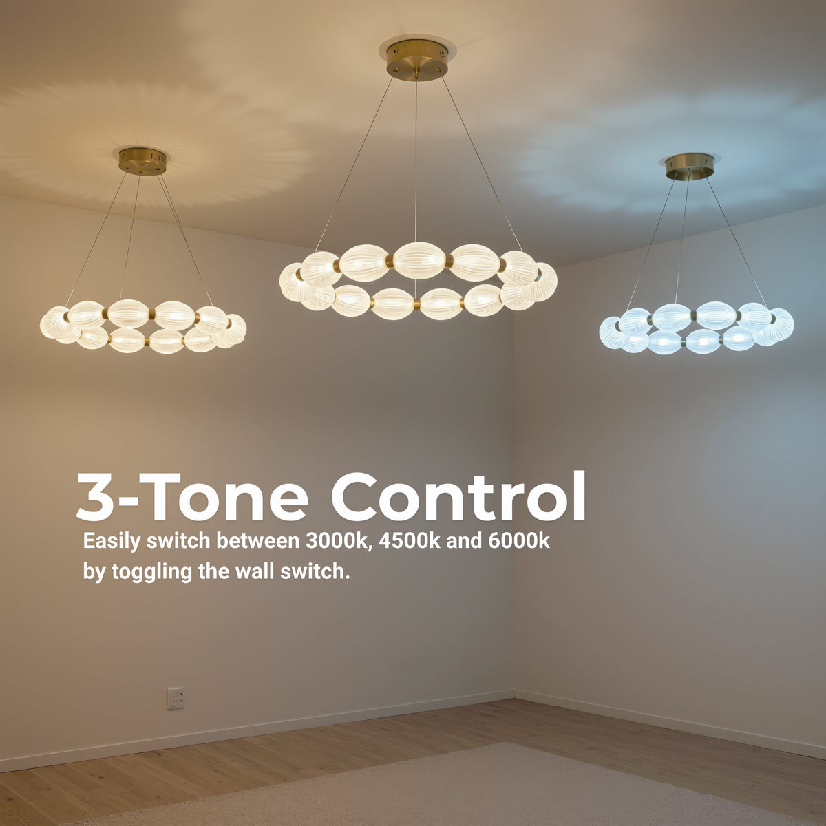 Lustra LED suspendata FAUSTO II, 42W, lumina Rece/Calda/Neutra, Inaltime Reglabila, Auriu