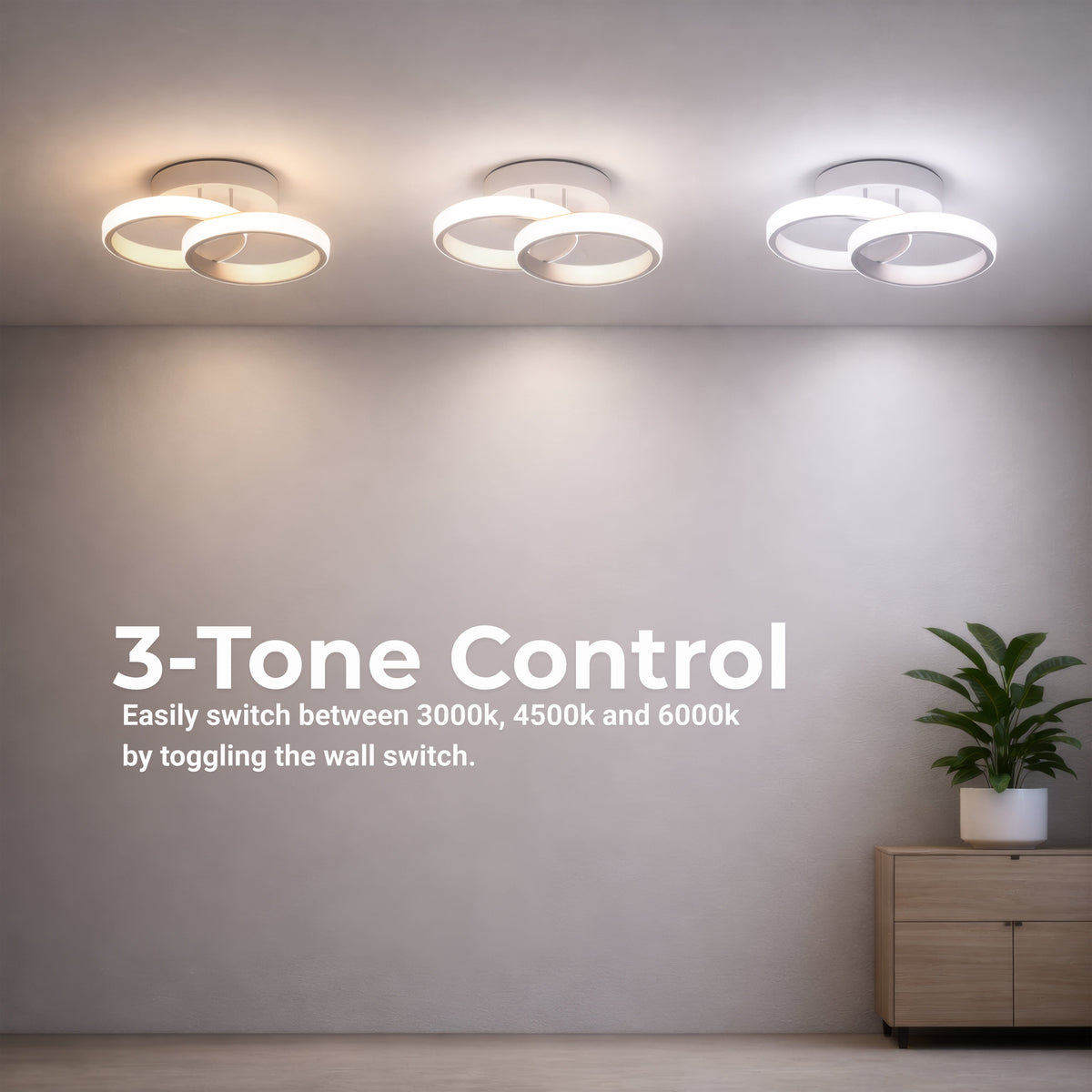 Lustra LED VERTEX CIRCULA 21W, 2 Cercuri, Rame Metalice, lumina Rece/Calda/Neutra, Alb, imaginea 3