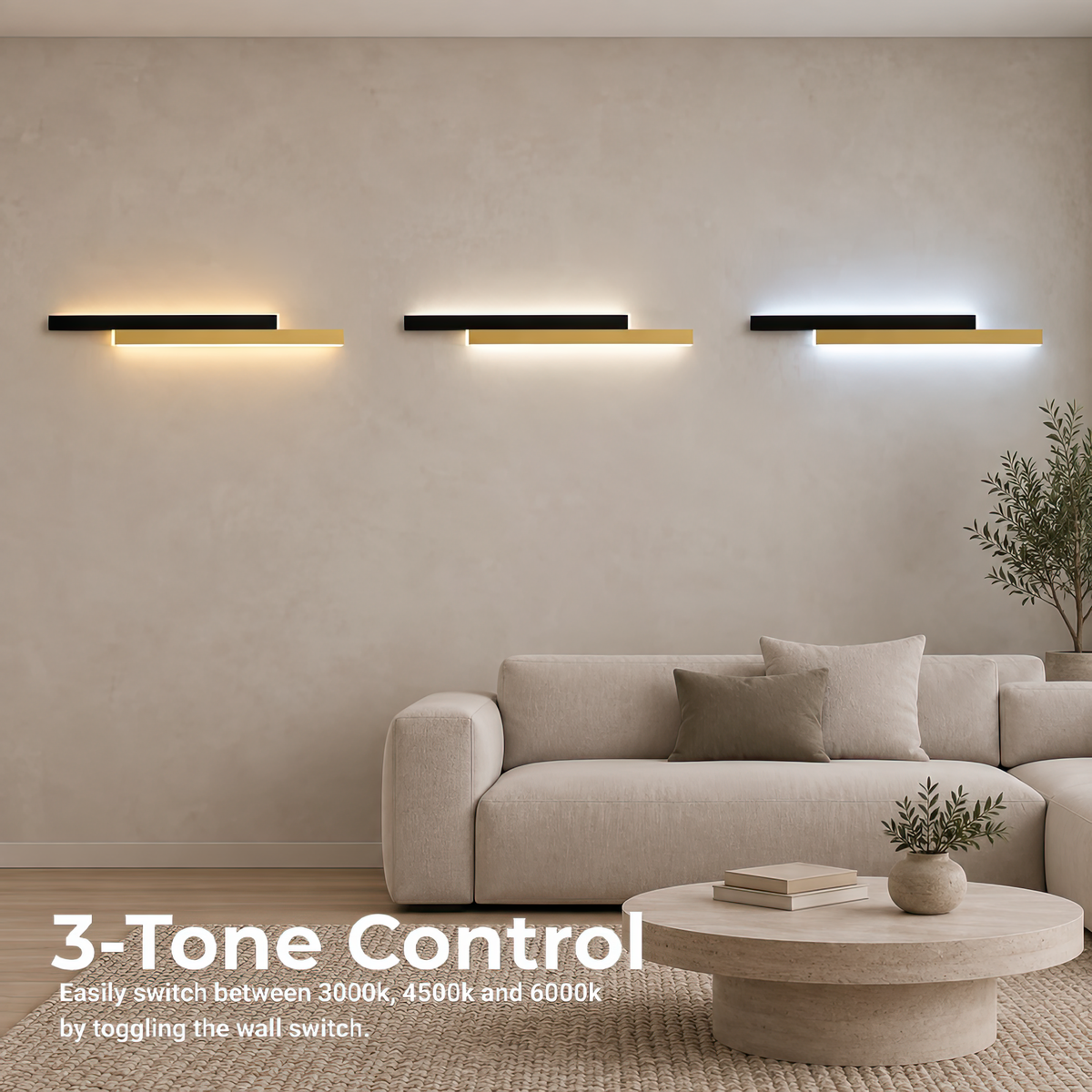Aplica LED LINIUS 29W, 2 Elemente, Liniara, Lumina Calda/Neutra/Rece, Auriu Negru, imaginea 3