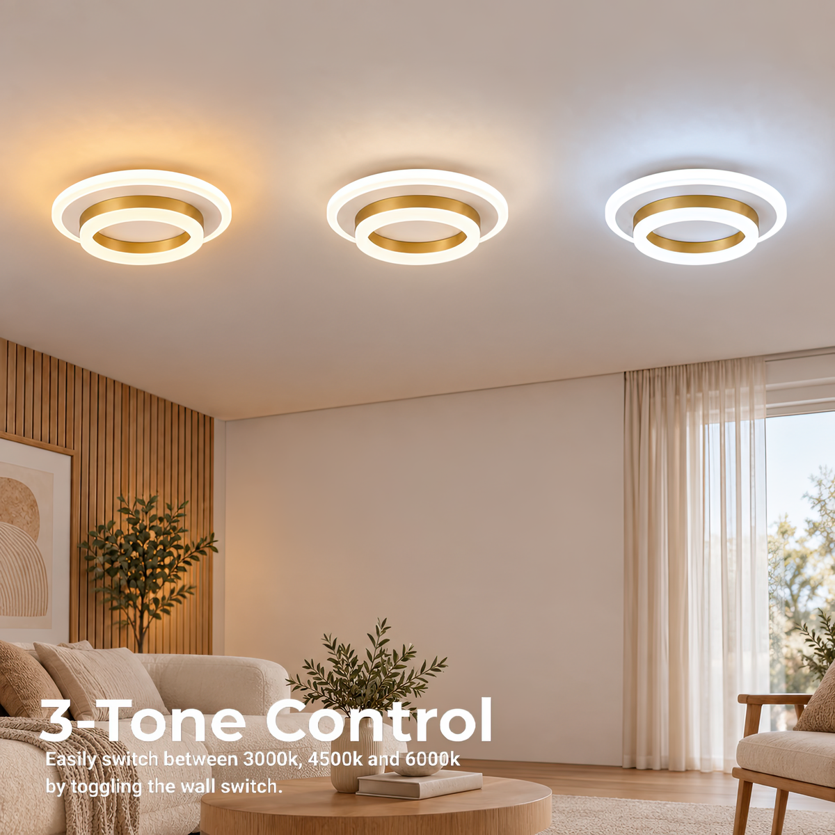 Lustra LED SOLENA ROTONDA 21W, Diametru 20cm, lumina Rece/Calda/Neutra, Alb Auriu, imaginea 3