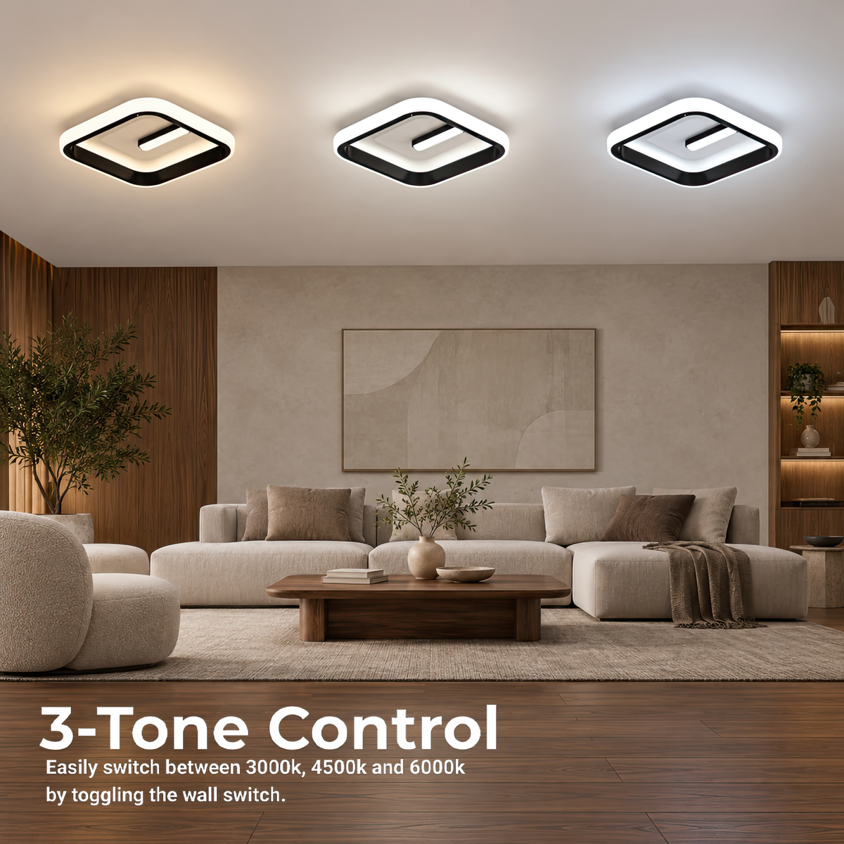 Lustra LED VICTORIA 19W, Patrata, lumina Rece/Calda/Neutra, Negru, Alb, imaginea 3