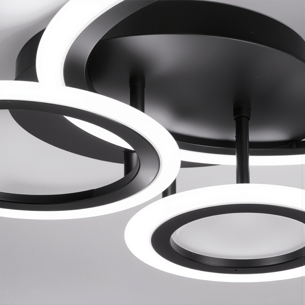 Lustra LED cu telecomanda BETTY 40W, 3 Cercuri, lumina Rece/Calda/Neutra, Dimabila, Negru, imaginea 2
