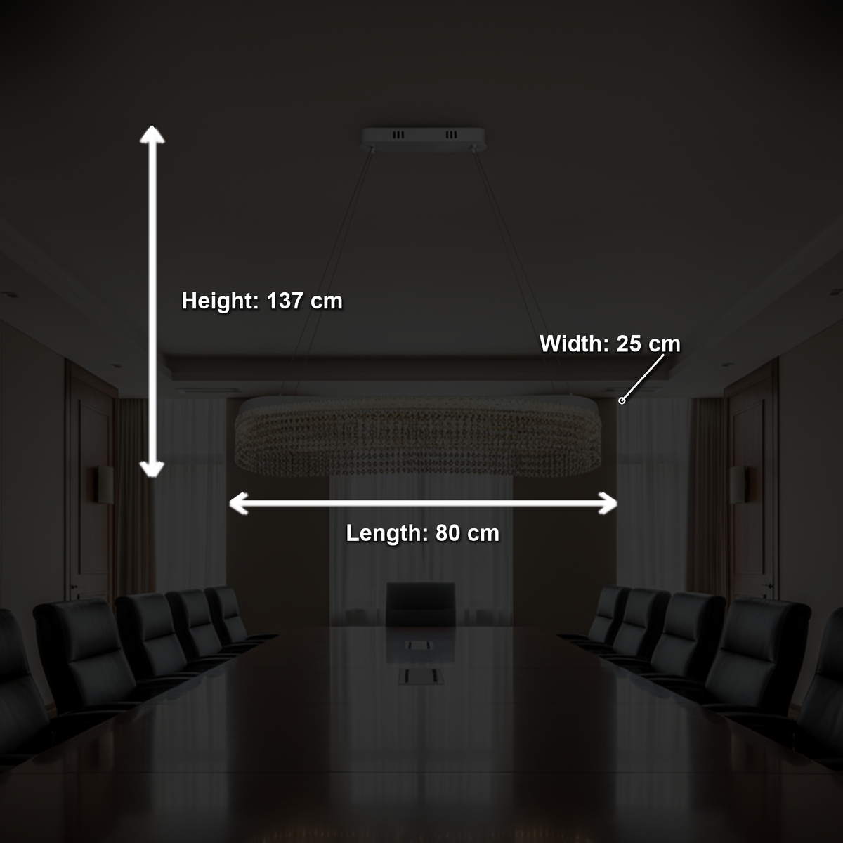 Candelabru Cristal VOLNA Grande Regalis, 128W, 80x25cm, Lumina Calda/Neutra/Rece, Alb, Metal si Cristal