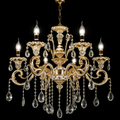 Candelabru Cristal Luciano, 6xE14, Auriu, Metal si Cristal