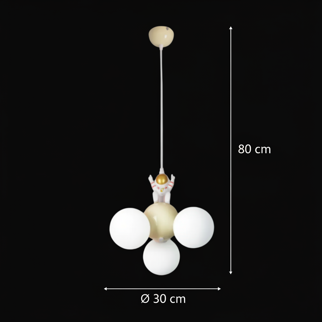 Lustra ASTRONAUT, 3xG9, D30 cm, Metal Rasina, Alb Auriu