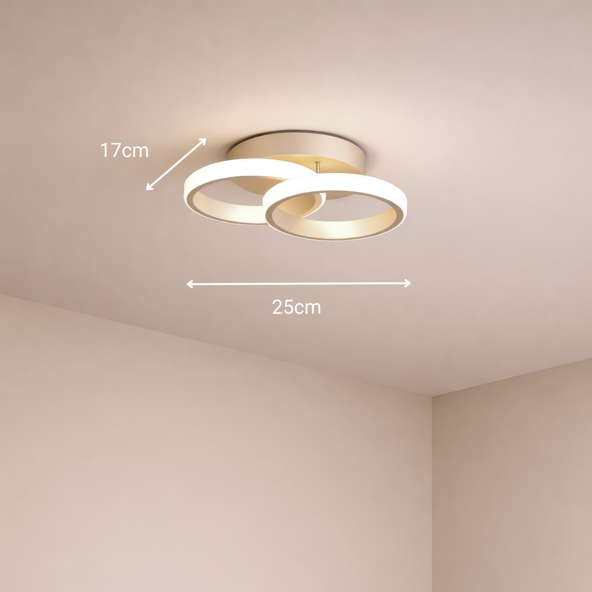 Lustra LED VERTEX CIRCULA 21W, 2 Cercuri, Rame Metalice, lumina Rece/Calda/Neutra, Alb, imaginea 7