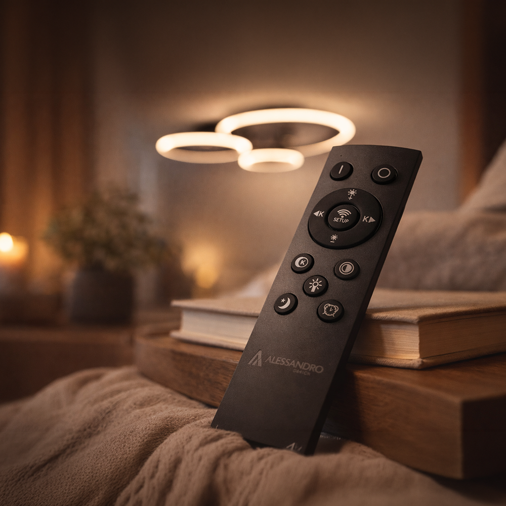 Lustra LED cu telecomanda BETTY 40W, 3 Cercuri, lumina Rece/Calda/Neutra, Dimabila, Negru, imaginea 3