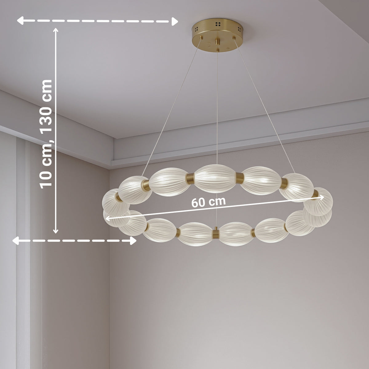 Lustra LED suspendata FAUSTO II, 42W, lumina Rece/Calda/Neutra, Inaltime Reglabila, Auriu