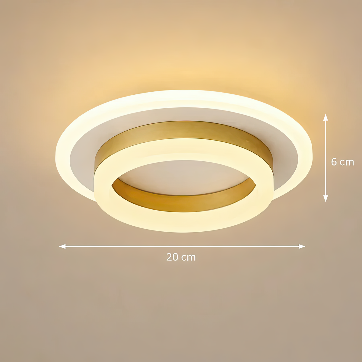 Lustra LED SOLENA ROTONDA 21W, Diametru 20cm, lumina Rece/Calda/Neutra, Alb Auriu, imaginea 4