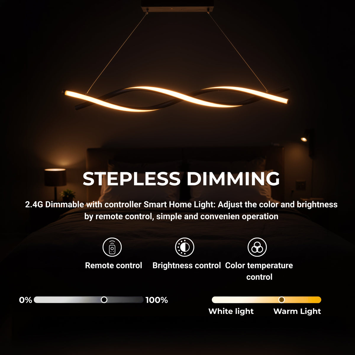 Lustra LED Suspendata cu Telecomanda, FLUX, 27W, 97cm, Lumina Rece/Calda/Neutra 3000K/4000K/6000K, Dimabila, Negru, Inaltime Reglabila, imaginea 4