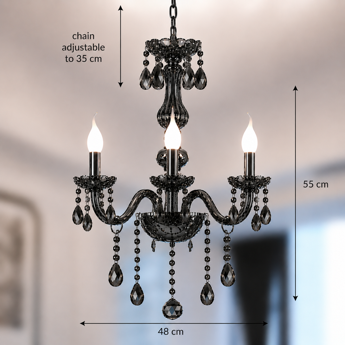 Candelabru Cristal AUGUST Eleganza, 3xE14, Diametru 48cm,  Argintiu, Inaltime Reglabila, imaginea 5